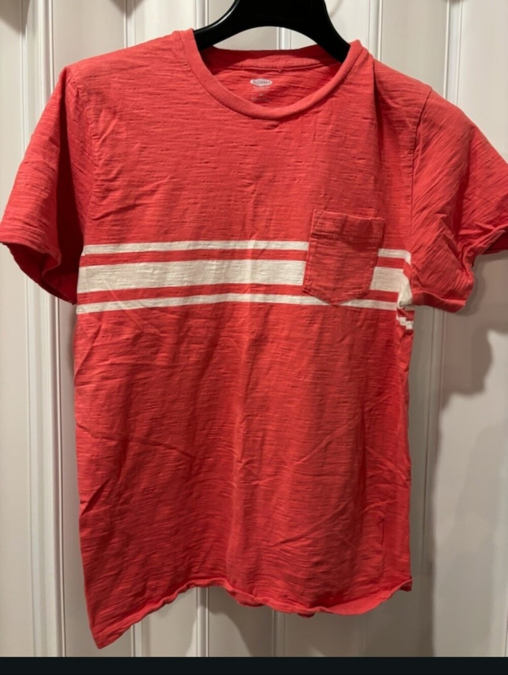 Old Navy Red Short Sleeve Pocket Tee with White Stripes